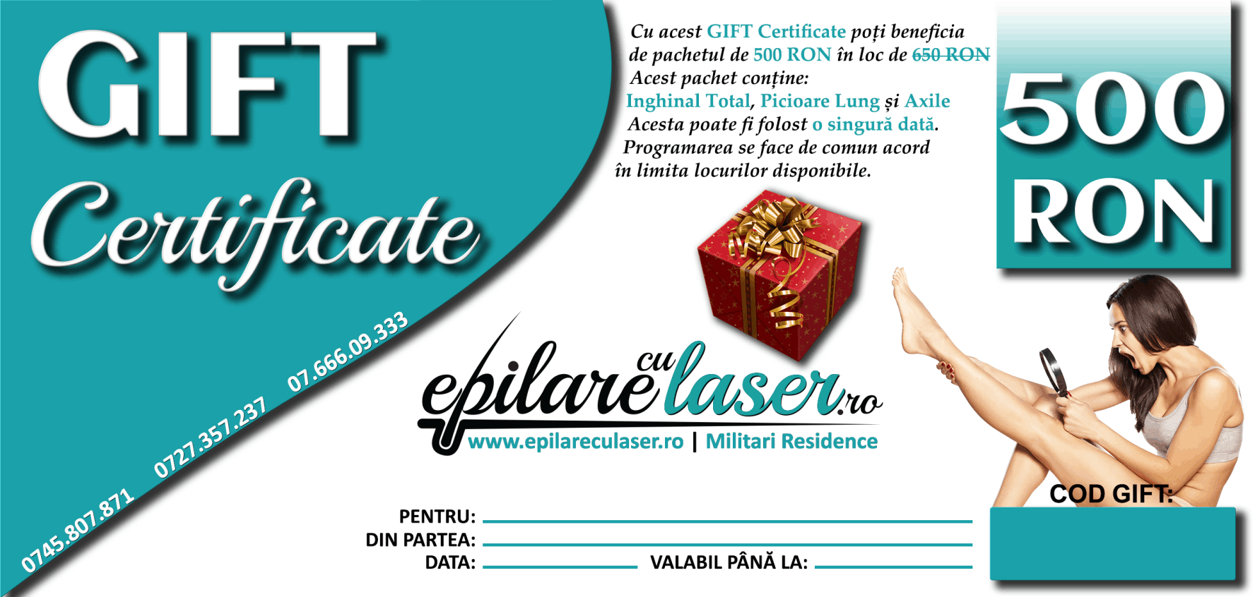 Gift Certificate - Card Cadou - Epilare cu Laser